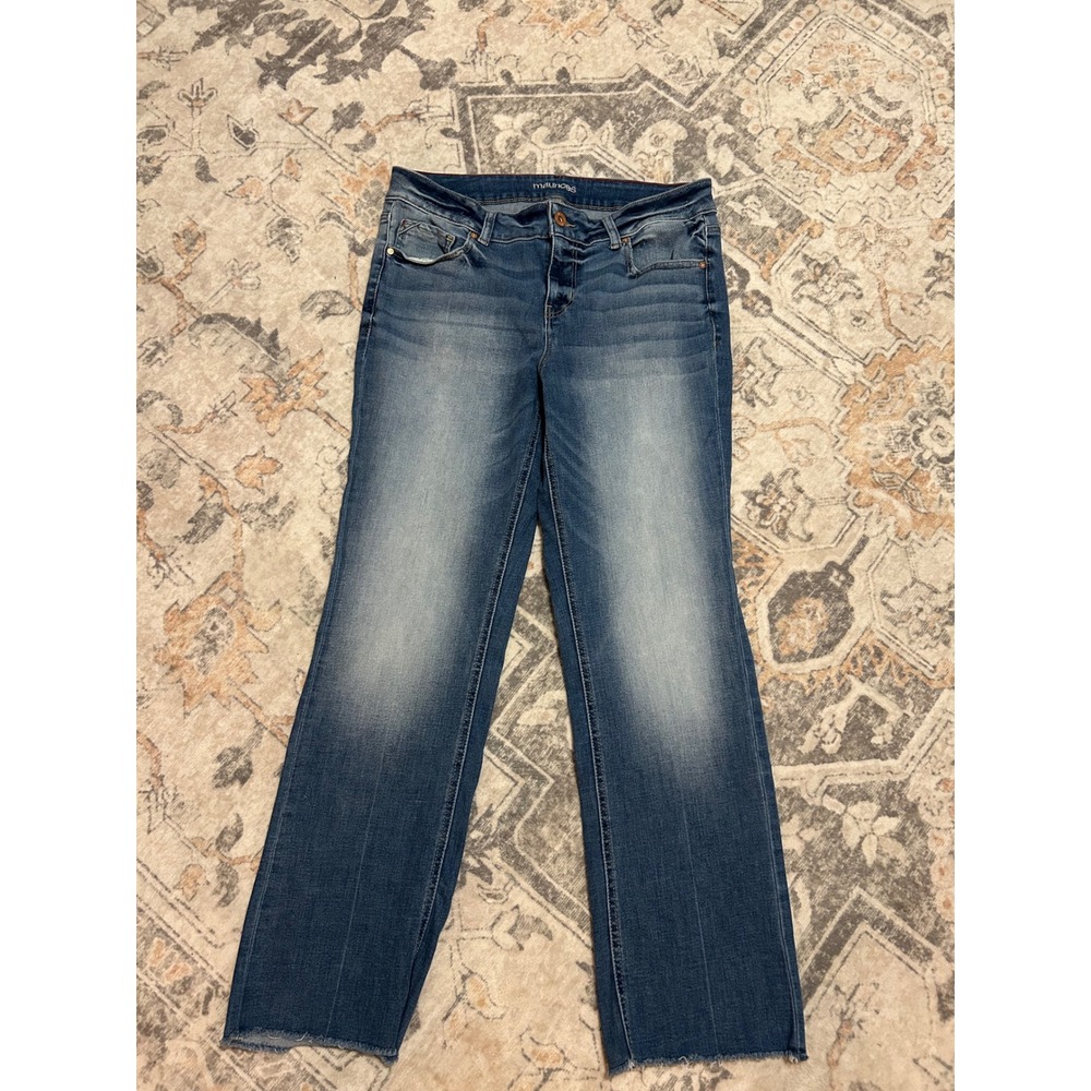 Maurices Mid-Rise Slimboot Jeans Blue Raw Hem Size 16W Reg Medium Wash